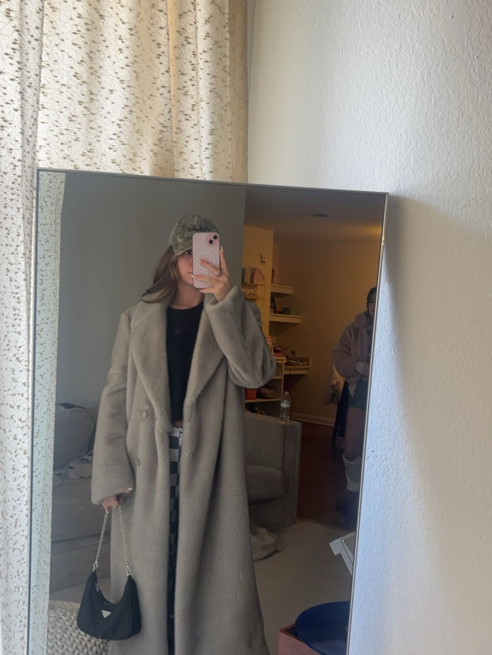 Banana Republic Long Grey Fur Coat